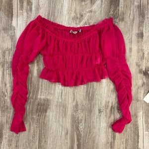 Urban outfitters pink tiered mesh long sleeve